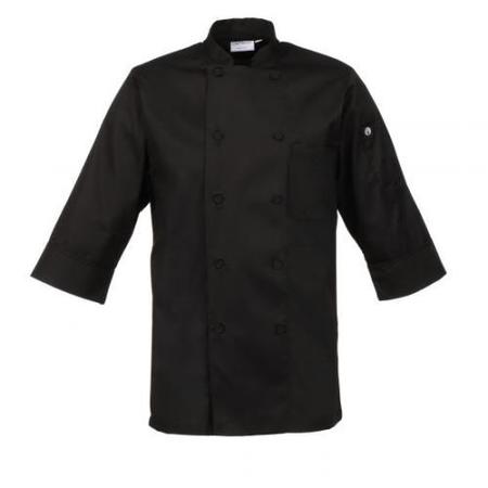 CHEF WORKS (2XL) Black 3/4 Sleeve Coat JLCL-BLK-2XL